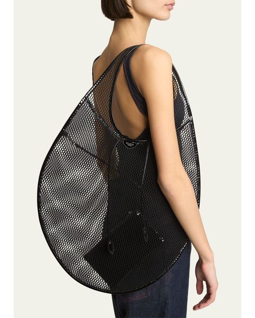 Alaïa Gray Xl Mesh Nylon Shoulder Bag
