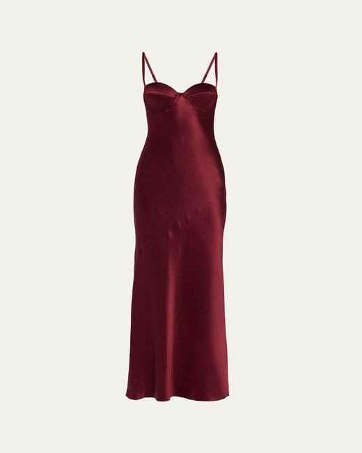 L'Agence Red Sayla Bias-Cut Silk Gown