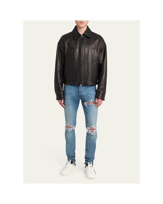 Amiri Black Ma Quad Leather Work Jacket for men