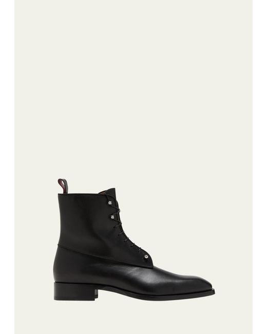 Christian Louboutin Black Chambeliboot Leather Lace-up Ankle Boots for men