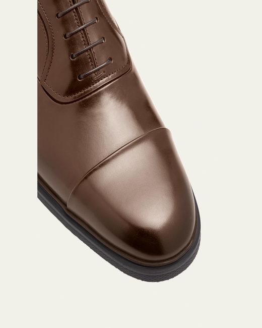 Santoni White Easy Leather Cap-Toe Oxfords for men