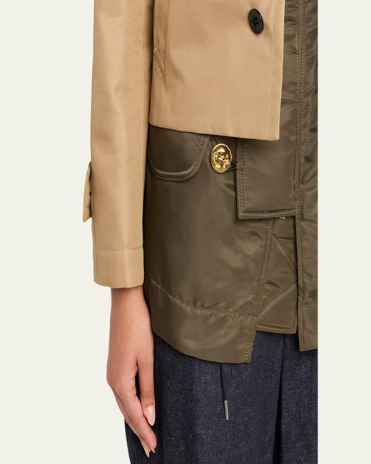 Sacai Natural Cotton Gabardine Layered Jacket