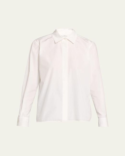 Max Mara Natural Button-Down Cotton Shirt