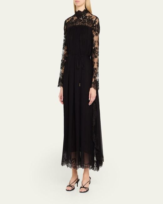 Zimmermann Women's Black Lace Bat-Wing Maxi Dress