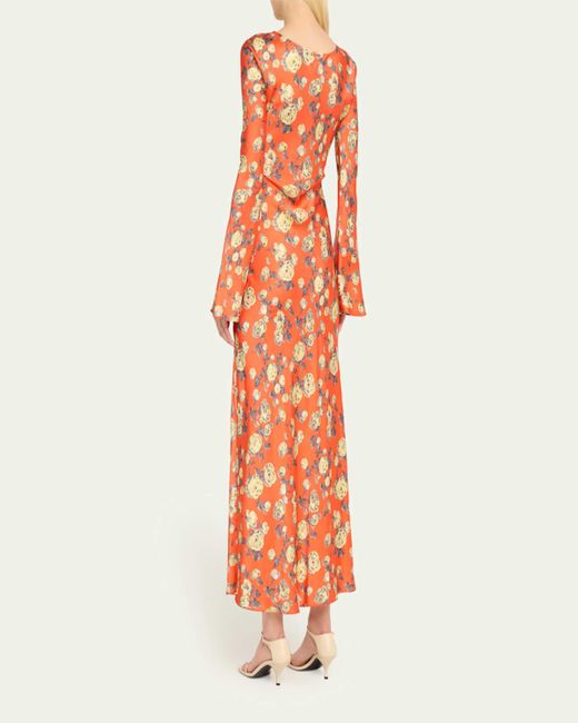 Ganni dress orange flowers hotsell