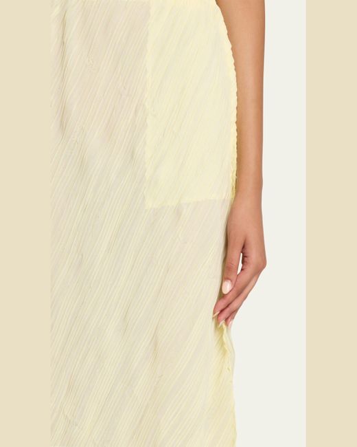 Issey Miyake Yellow Wrinkled And Twisted Midi Skirt