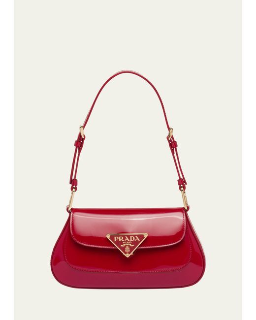 Prada Red Triangle Patent Leather Shoulder Bag