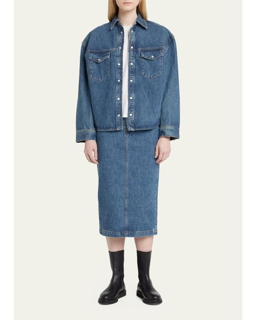 Wardrobe NYC Blue Denim Midi Skirt