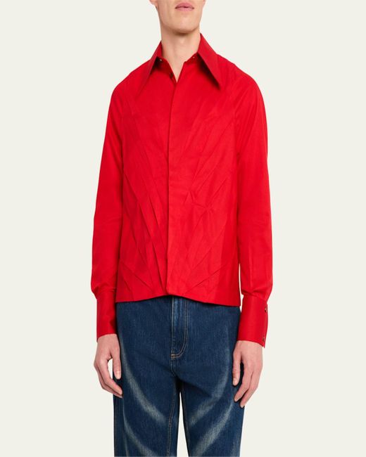 Bianca Saunders Red Multi-Pleat Poplin Blouson Jacket for men