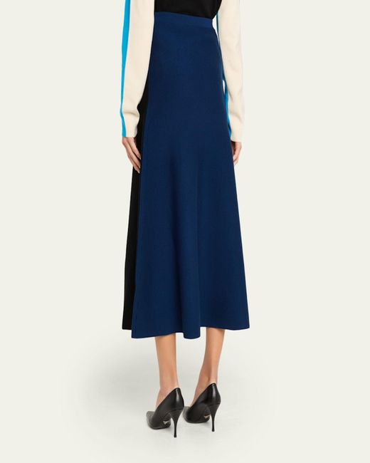 Zankov Black Zander Colorblock Mohair-Blend Midi Skirt