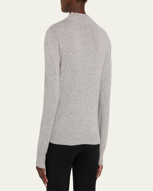 Oscar de la Renta Gray Mockneck Cashmere Knit Scarf Sweater
