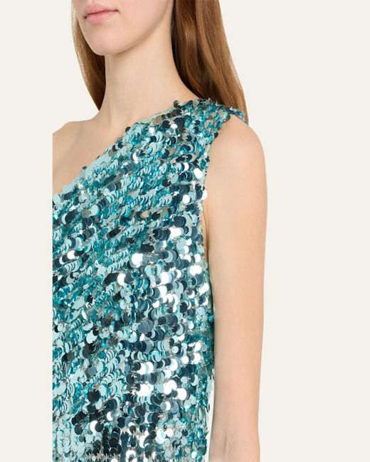 Bronx and Banco Blue Farah One-Shoulder Sequin Gown
