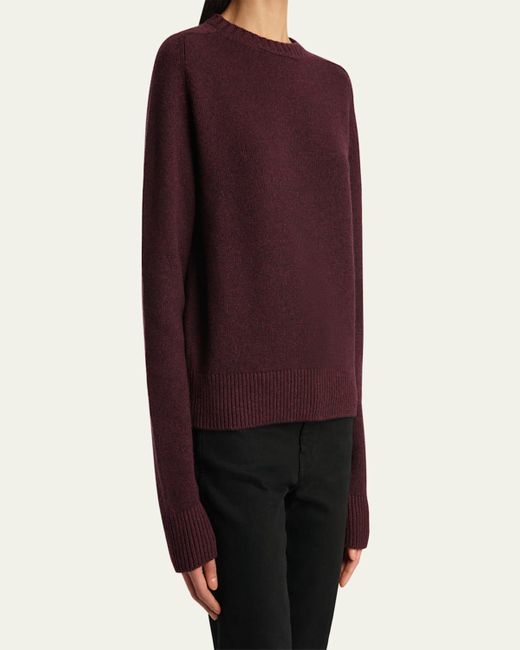 Khaite Purple Nera Cashmere Crewneck Sweater