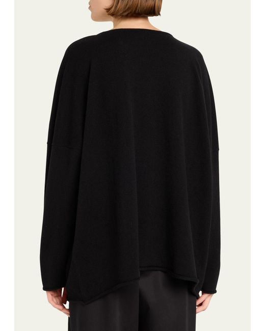 Eskandar Black Cashmere Top With Raw Edges (mid Plus Length)