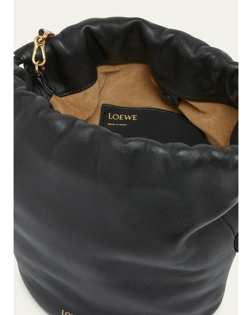 Loewe Black X Paula's Ibiza Flamenco Bucket Bag In Napa Leather With Chain