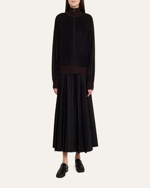 6397 Black Zip-Up Bouclé Track Jacket
