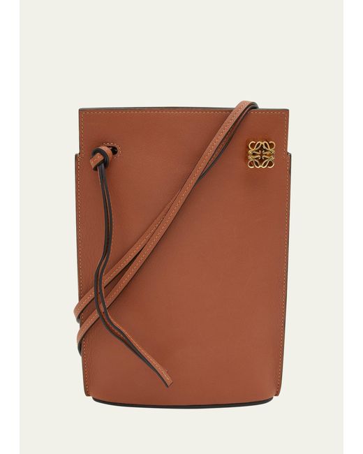 Loewe Brown Dice Pocket Leather Shoulder Bag
