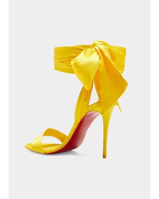 Christian Louboutin Red Sole Ribbon Ankle-wrap Stiletto Sandals in Yellow