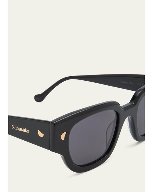 Nanushka Gray Samui Acetate Square Sunglasses