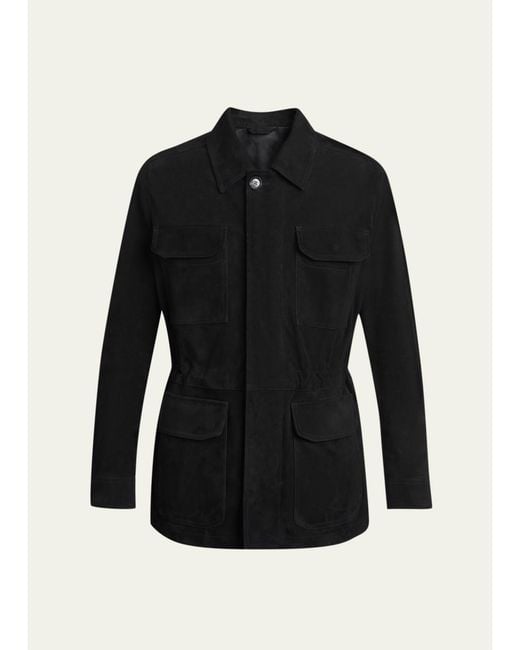 Brioni Black Suede Field Jacket for men