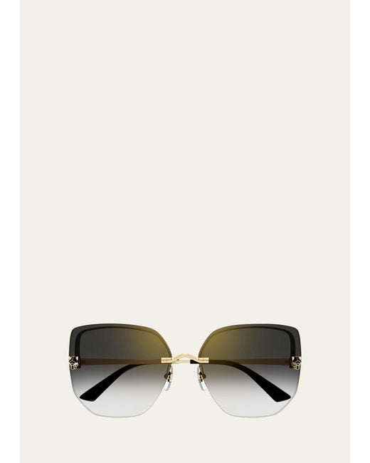 Cartier Multicolor Panther Rimless Metal Alloy Butterfly Sunglasses