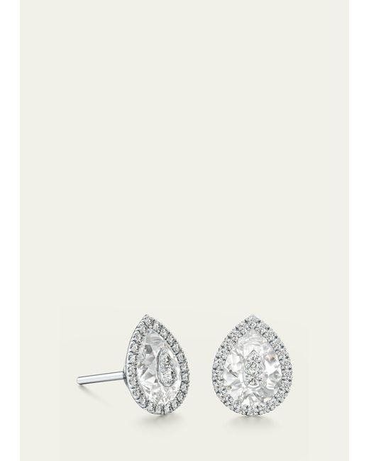 Bhansali White One Collection Mini Pear-shape Earrings With Diamond Halo