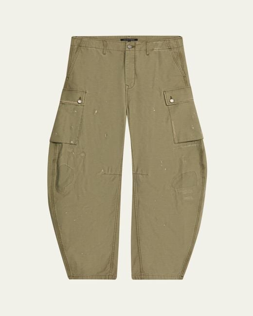 Cout de la Liberte Green Twill Barrel Leg Cargo Pants for men