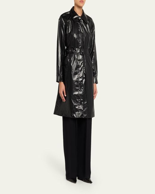 Jane Post Black Single-Breasted Trench Coat