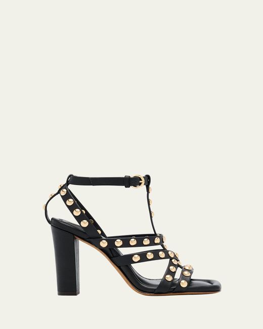 Ulla Johnson White Bijou Studded Caged Block-Heel Sandals