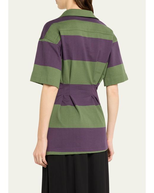 Dries Van Noten Gray Click Striped Lace-up Shirt