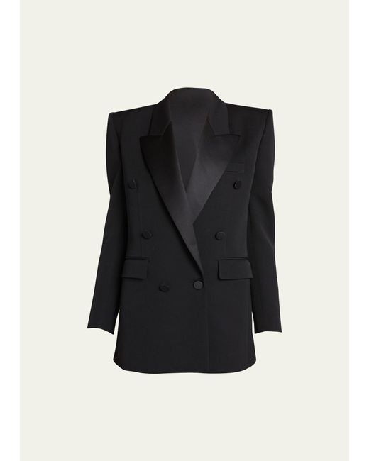 Saint Laurent Black Silk Lapel Blazer Jacket