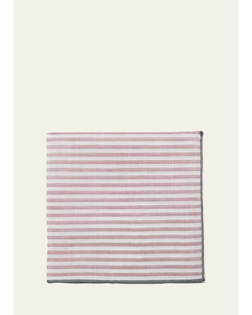 Simonnot Godard Pink Buren Cotton Stripe Pocket Square for men