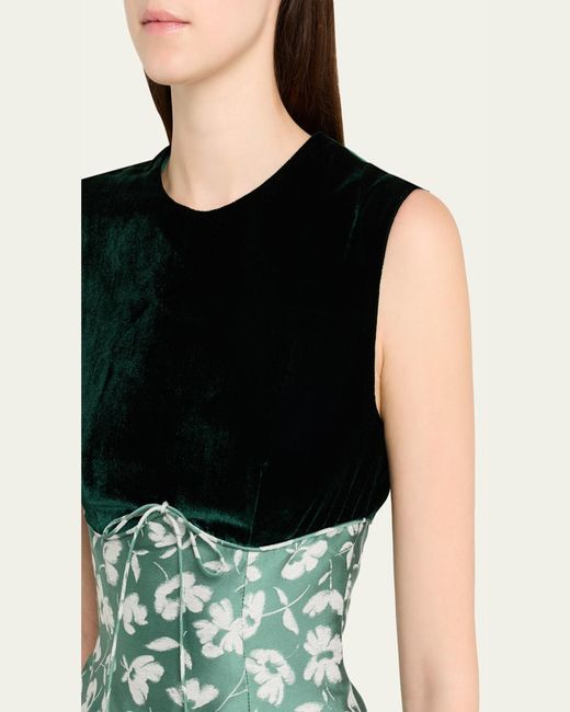 Markarian Jolie Velvet Empire-Waist Floral Brocade Mini Dress in Green |  Lyst