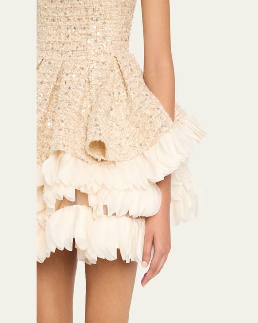 Bronx and Banco Natural Catalina Beaded Fit-&-Flare Ruffle Mini Dress