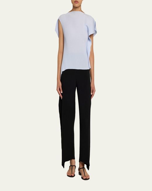 Issey Miyake Blue Shadow Study Pleats Solid Top