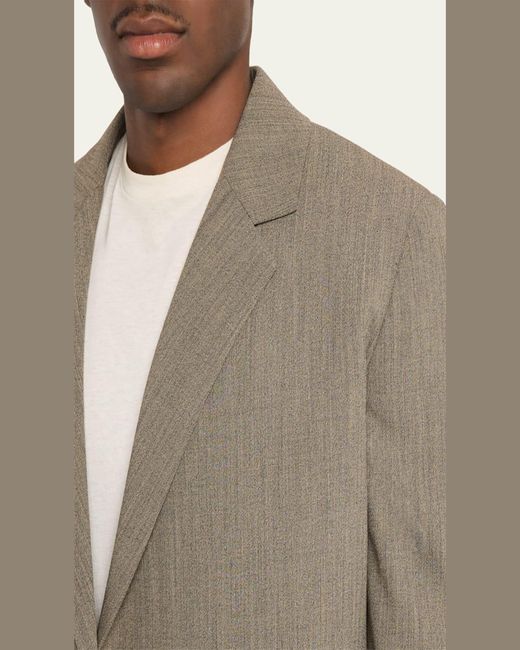 The Row Natural Devlin Wool Concealed-Front Blazer