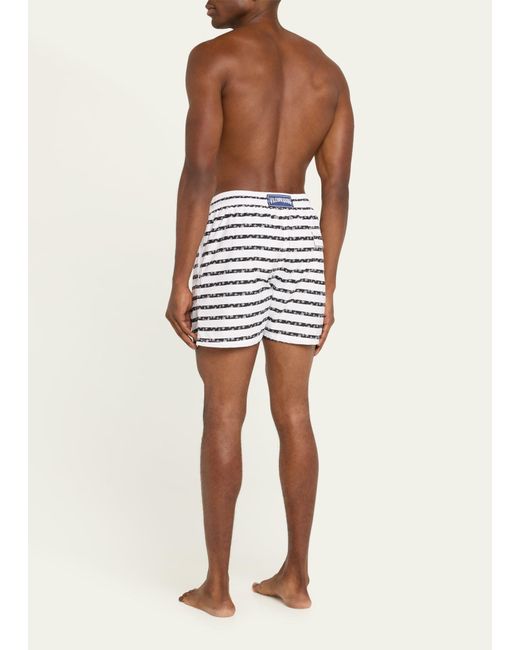 Vilebrequin Blue Micro-turtle Striped Swim Shorts for men