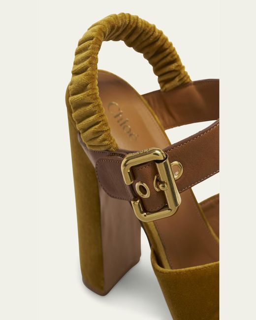 Chloé Pink Aria Ankle-Strap Platform Sandals