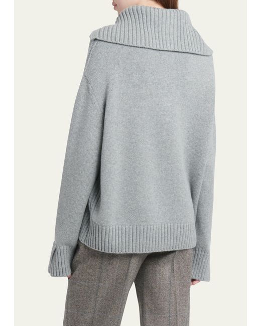 Loro Piana Gray Parksville Cashmere Quarter-zip Sweater