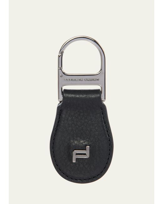 Porsche Design Black Pd-logo Leather Drop Keyring for men
