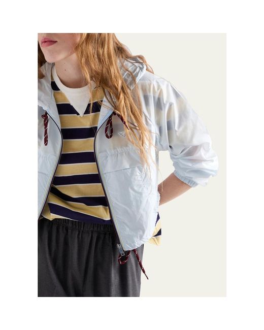Prada Blue Cropped Re-Nylon Hooded Zip Jacket