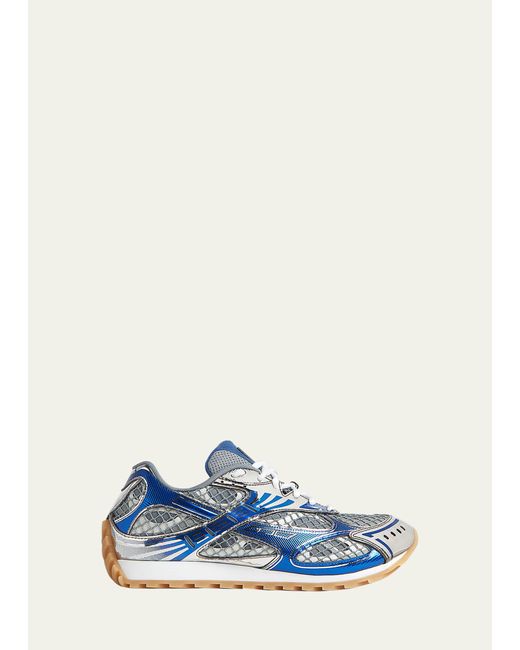 Bottega Veneta Blue Orbit Metallic Net Runner Sneakers