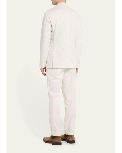 Brunello Cucinelli Natural Cotton-cashmere Stretch Suit for men