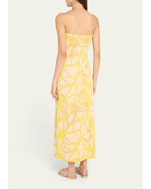 Alexis Yellow Pollie Strapless Knit Midi Dress