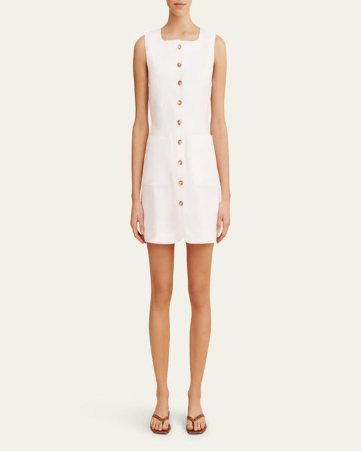 Posse White Emma Button-Front Mini Dress
