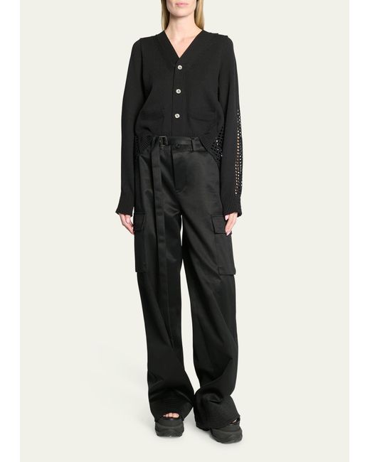 Sacai Black Belted Wide-leg Cargo Trousers
