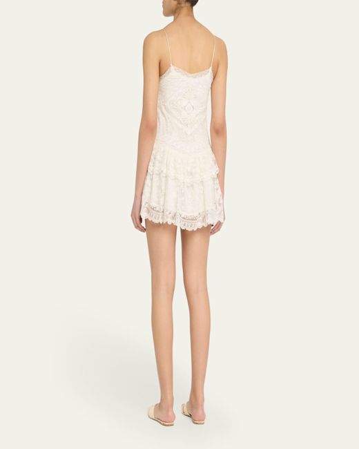 beauval lace mini dress Loveshackfancy Beauval Lace Mini Dress - Off White