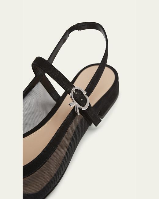 Gianvito Rossi Mesh Mary Jane Ballerina Flats in White | Lyst