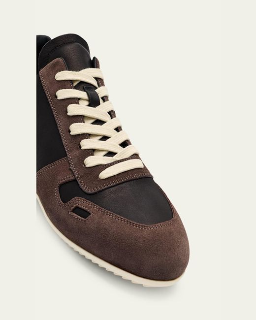 Rick Owens White Minimal Mixed Leather Low-Top Sneakers