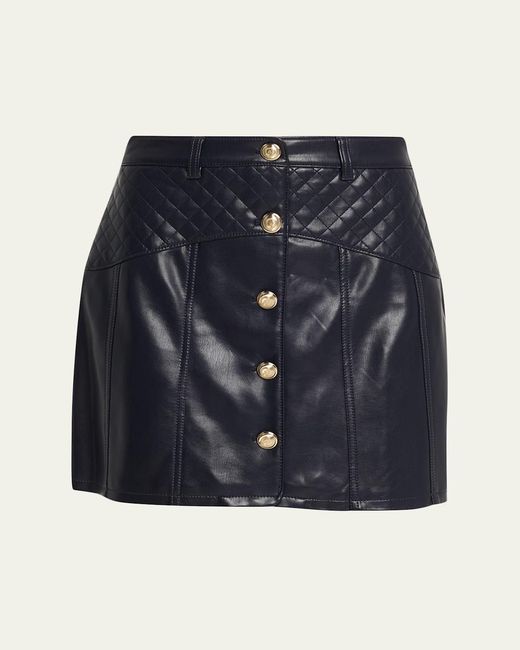 Cinq À Sept Blue Claudia Quilted Vegan Leather Mini Skirt